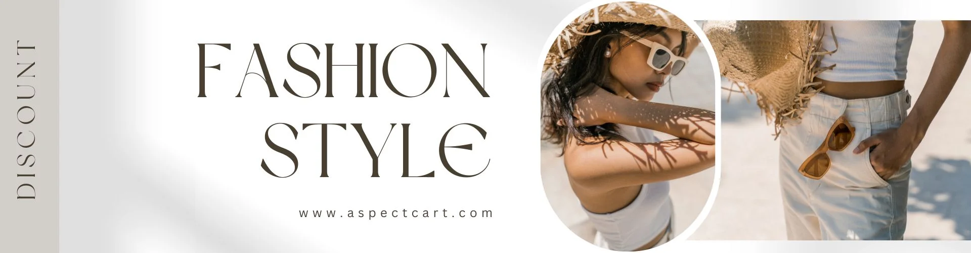 Bannerul unui magazin online de modă care prezintă haine și accesorii moderne